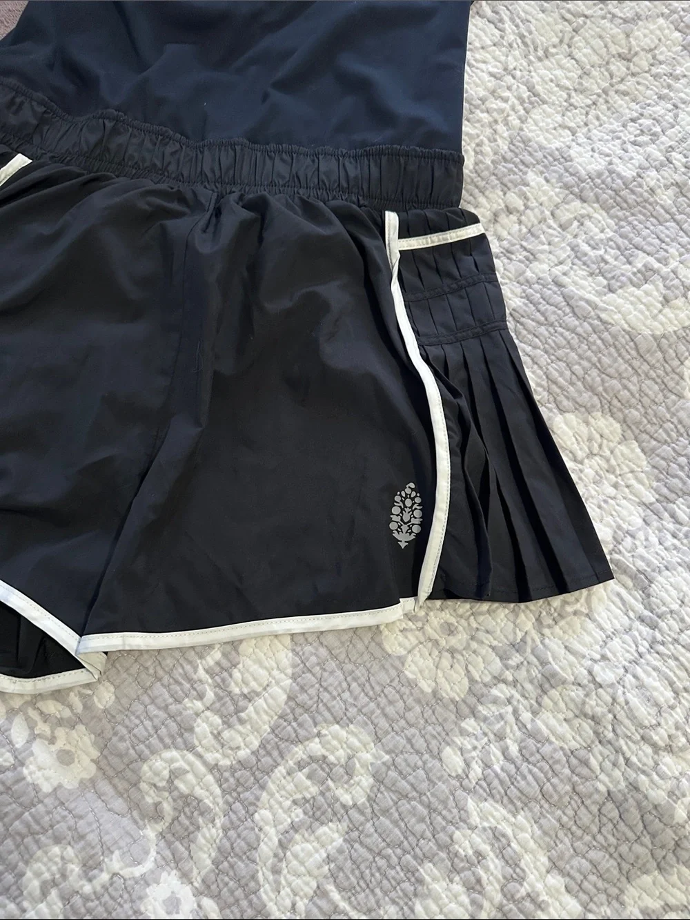 Free People Black Tank Romper with White Trim